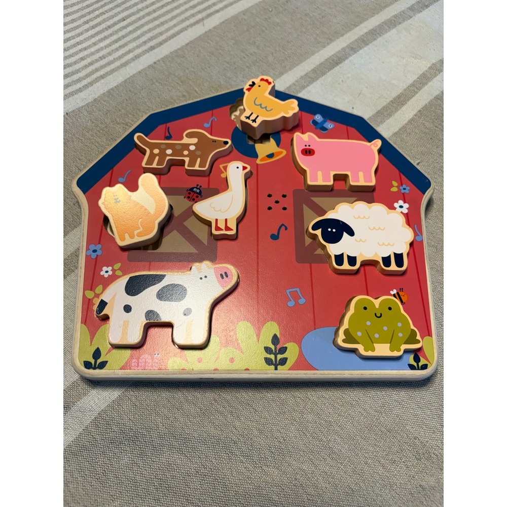 Gigglescape Wooden Farm Animal Sound Puzzle Chunky Pieces Target Barn Toy 8pc